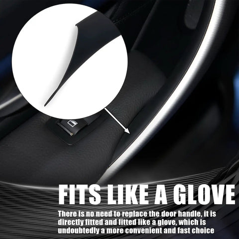 Close-up of BMW Interior Door Pull Handle Cover Replacement For 3 Series 4 Series M3 M4 Models 2012-2019 fitting seamlessly.