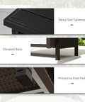 Close-up of features on Wicker Outdoor Storage Cabinet With Rattan Bar Table And Two Doors, Open Shelf, 46.6 Gallon Enclosed Storage