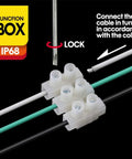 Outdoor Waterproof IP68 Junction Box With 3 Way M25 Connector showing cable connections with screwdriver