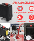 Upgraded Replacement Pressure Switch For Air Compressor 90 120 PSI 240V 4 Way Control Valve Non Original Parts diagram