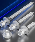 Heavy Duty Gray Hex Roof Screws With Integrated Epdm Washers, 98 pack, rust resistant steel fasteners for metal to wood construction.