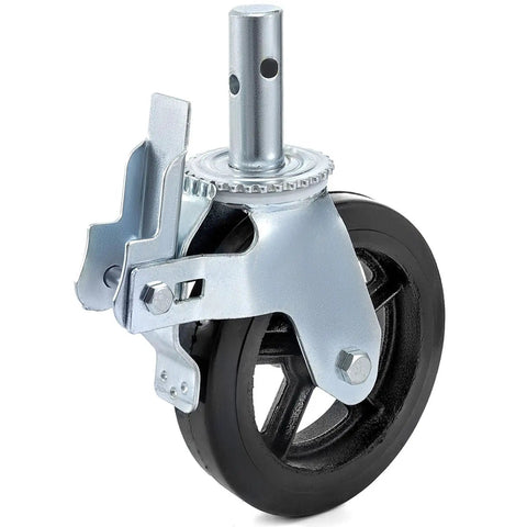 Heavy Duty Iron Core Swivel Casters 8 Inch Set Of Four With Dual Locking Brakes Tough As Nails Polyurethane Treads 1100 Lbs Load Each smooth swivel caster with dual locking brake