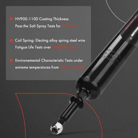 Close-up of A-Premium rear BMW strut shock absorber with mounting end visible