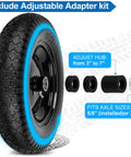 Flat Free Wheelbarrow Tires And Wheels 14.5 Inch Universal Fit Solid Tires For 5/8 Inch Or 3/4 Inch Bearings with adapter kit