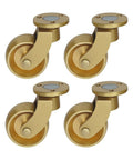 Heavy Duty Brass Casters Set Of Four With Rock Solid Dual Bearings And Sweet Gliding Mobility For Vintage Furniture Moving Easy On Wood Floors Without Scratches Includes Simple Plug And Play Mounting Kit For Tables And Workbenches visible in the image.