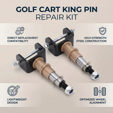 Golf Cart Front End Kings Pin Repair Kit Replacement For Club Car Precedent 2003.5 Up Gas And Electric Models With OEM 102287201 103638601 103638801 Direct Fit shown with features like high-strength steel construction and lightweight design.