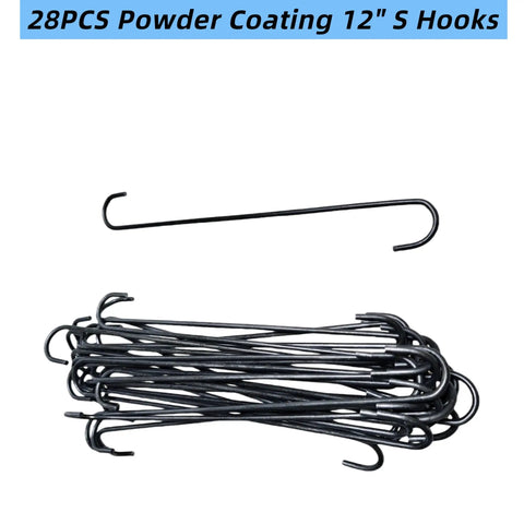 Twenty Eight Pack Badass Twelve Inch Wire S Hooks Engineered For Heavy Duty Powder Coating And Spray Painting Jobs While Keeping Your Shop Gear Tidy And Secure, black coated wire hooks