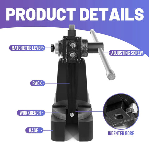 Straight Out The Workshop, Heavy Duty 1 Ton Manual Arbor Press with ratcheted lever, adjusting screw, and sturdy base.