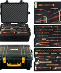 68 Piece Non Sparking Tool Set Built Tough With Beryllium Copper Construction displayed in case with various tools arranged neatly.