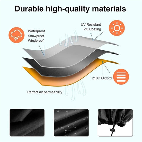 Durable layers of Built Tough 55 Gallon Drum Cover For Outdoor Water Storage Barrel with 210D Oxford material for all seasons.