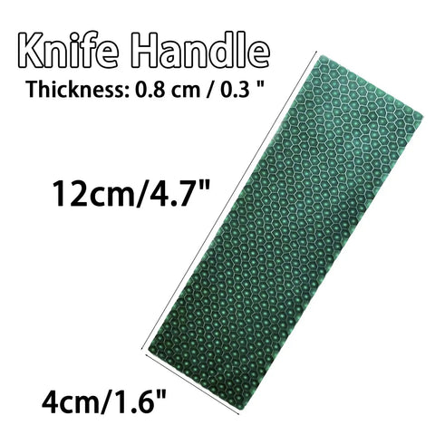 Honeycomb Pattern Resin Knife Handle Scales Set In Snakeskin Green Pearl Resin Composite For Knife Making, size 12cm x 4cm