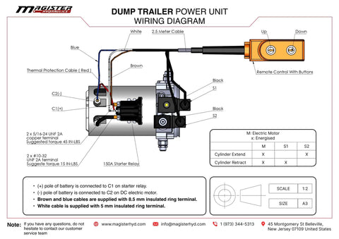 Beefed Up 12 Volt DC Double Acting Dump Trailer Hydraulic Pump With Solenoid Power Unit 6 Quart Plastic Tank Remote Controller Electric Power Pack For Dump Trailers 2100 PSI