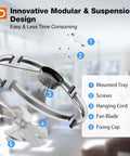 24 Inch Low Profile Ceiling Fan With Bright Led Light And Super Quiet Remote Control Sleek Black Design modular components assembly diagram