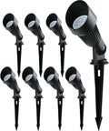 Low Voltage LED Landscape Lights Kit Eight Pack For Driveway Yard Lawn And Patio Warm White 12V AC DC Waterproof Spotlight Set