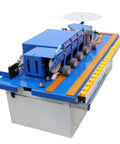 Grab This Badass Automatic Woodworking Edge Bander Countertop Edge Banding Machine For Curved And Straight Pieces With Digital Control Panel And Adjustable Speed Heavy Duty Shop Essential showing blue panel and rollers.