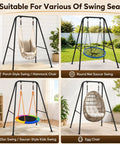 Heavy Duty Hammock Chair Stand 440 Lb Capacity Foldable Swing Frame Built To Last For Indoor Outdoor Use with various swings