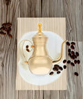 Golden Stainless Steel Turkish Coffee Pot Cezve Style For Rich Stovetop Brews At Home Pro-Grade Barista Finish With Even Heat Distribution And Easy Pour Spout 1 Count on a wooden surface with coffee beans