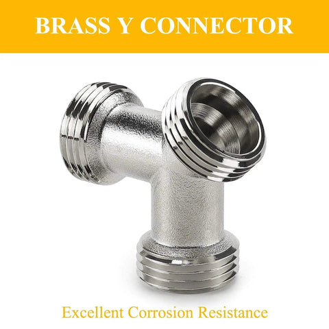 Brass Y Connector for 4 Ft Steam Dryer Hose Installation Kit With 90 Degree Space Saver Elbow, 1 Ft Inlet Adapter