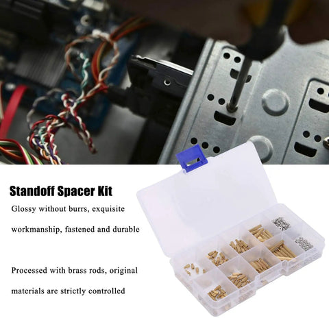 260Pcs M2 Brass Standoff Kit With Hex PCB Spacers And Hardware For PC Case Builds DIY Electronics Maintenance Includes Assorted Standoffs Screws And Nuts For Stable PCB Mounting, brass spacer box