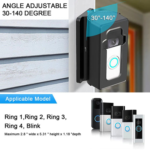 Adjustable Video Doorbell Corner Mount With Anti Theft Design From 30 To 140 Degrees Compatible With Video Doorbell 2 3 3 Plus 4 And 2020 Release No Fuss Setup For Apartments Rentals Dorms displayed on siding.