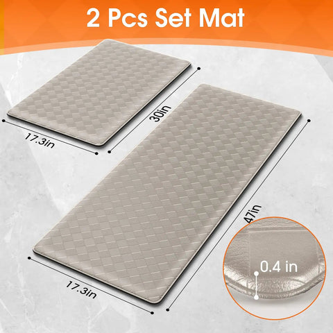 Cushioned Anti Fatigue Kitchen Mats Set 2 Pack Non Slip Floor Rugs For Standing At Sink Or Stove Waterproof Kitchen Mats For Sink And Stove 17.3x30 And 17.3x47 Inches Brown