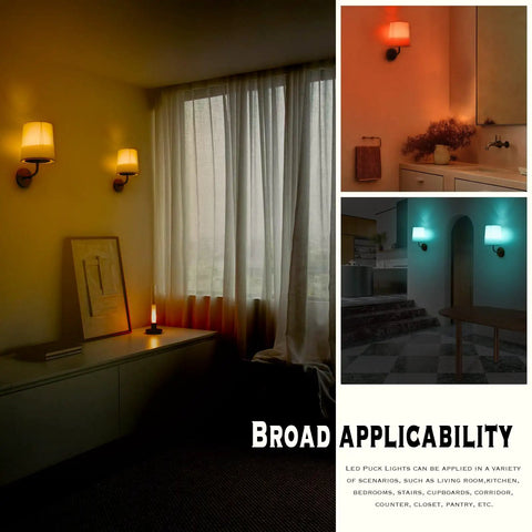 Cordless Battery Operated RGB Wall Sconce Lights With Remote Rustic Vintage Black Sconces Flared Linen Shade in various rooms