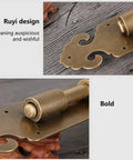 Real Deal Solid Brass Slide Door Bolt Lock With Tight Concealed Screw Surface Mount Setup For Master Bedroom Bathroom Gate Cabinet Heavy Duty Security Privacy Latch with Ruyi design and bold finish.