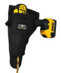 Aims Large Drill Holster for Left Handed Pros Handcrafted in the USA Made from 1000D Cordura Nylon with yellow drill inserted