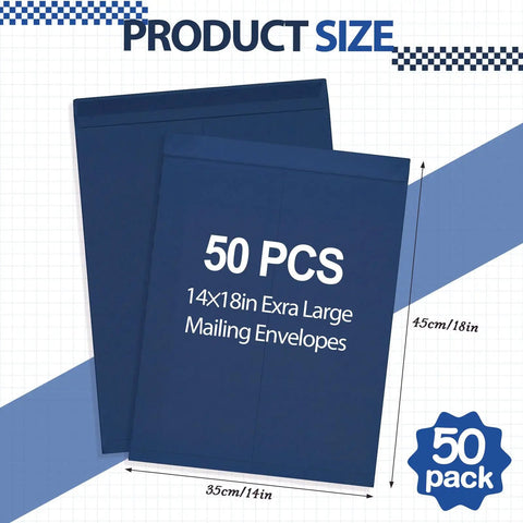 50 Pack Extra Large 14 By 18 Inch Blue Mailing Envelopes 32 Lb With Gummed Flaps For Catalogs Documents And Merchandise