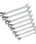 8 Piece 72 Tooth 12 Point Reversible Ratcheting Wrench Set In SAE With 15 Degree Offset Pro Grade Surface Drive Box End Fully Polished