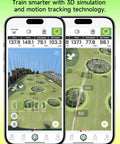 Portable Golf Launch Monitor And Home Simulator For Swing Analysis on iOS displaying real-time 3D driving range on screen
