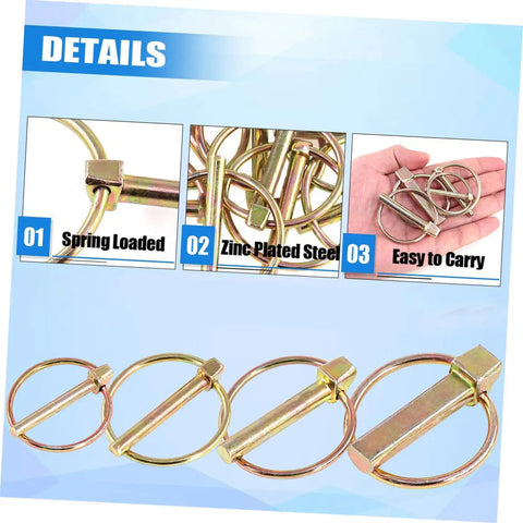 Heavy Duty Lynch Pin Kit 10 Piece Ring Style Spring Loaded Shaft Locking Pins For Trailers And Tractors Galvanized Trailer Hitch Locks Mower Lynch Pins Sturdy Pin Fasteners For Farm And Garden Gear, zinc plated steel