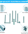 Assorted Machine Screws Kit 370 Pcs Fully Threaded Phillips Drive Eight By One Half Inch To Eight By Two Inch Zinc Coated Carbon Steel Electrical Outlet Screws for Heavy Duty Fixtures and Projects
