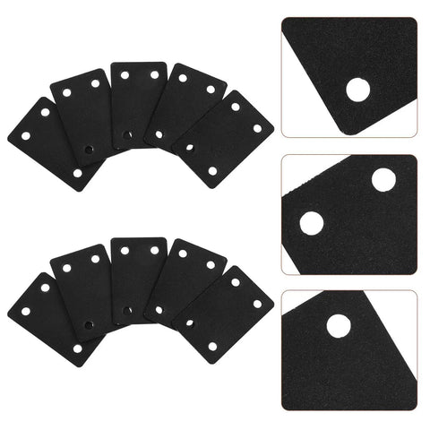 Heavy Duty Stainless Steel Furniture Brackets Set - 10 Straight Plate Brackets with close-up details shown