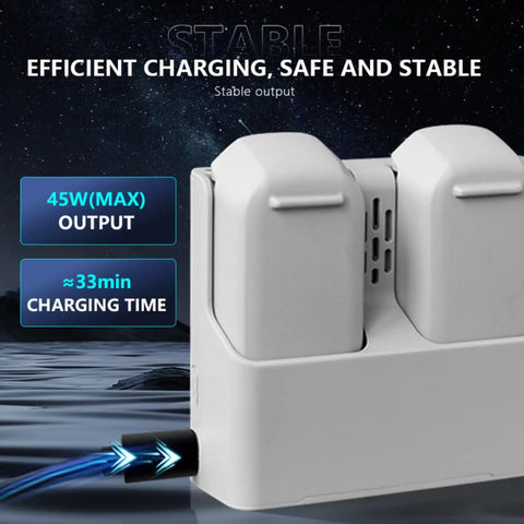 Two Way Charging Hub For DJI Neo Drone Batteries, Fast Dual Charger Station That Powers Two Neo Batteries At Once.