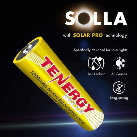 Solla NiMH AA Rechargeable Battery Pack 1000mAh Anti Leak For Solar Garden Lights Outdoor Durability 5 Plus Year Performance