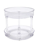 Clear Lazy Susan Turntable Organizer For Spices And Condiments With Smooth Rotating 2 Tier Design Nine Inch Diameter BPA Free