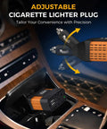 Game Changer 150 Watt Portable Car Power Inverter Converter featuring adjustable lighter plug in a car's center console.