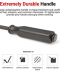 Angled End Handled Pry Bar Set With Wall Hanger Five Piece Heavy Duty Prying Kit, showing durable black handle resistant to chemicals.