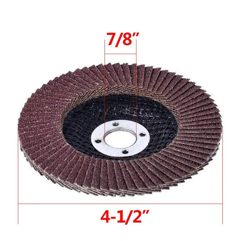 Assorted 4.5 Inch Flap Disc Set With 40 Pieces Grits 40 60 80 120 Aluminum Oxide Abrasives Pro Grade 7 8 Inch Arbor Heavy Duty