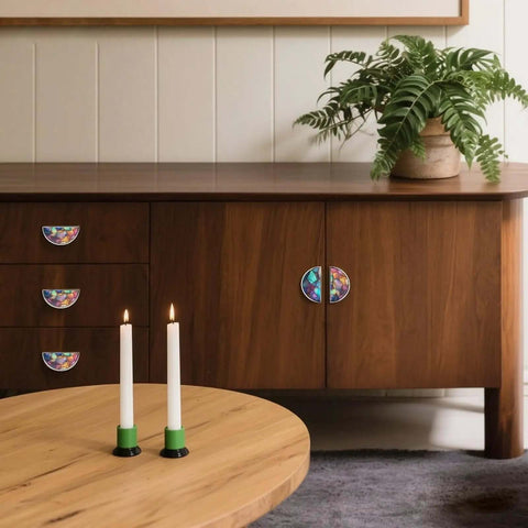 Wooden cabinet with Two Pack Iridescent Stained Glass Mosaic Cabinet Handles That Look Dope For Kitchen And Bathroom Vanity Dresser