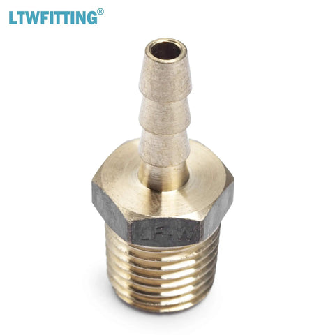 Heavy Duty Lead Free Brass Barb Coupler And Connector 3/16 Hose Barb By 1/4 Male Npt Pipe Thread Fitting close-up view
