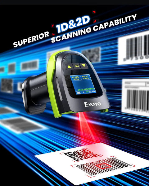 All In One Wireless Barcode Scanner With Screen Pro 1D 2D QR Bluetooth Wall Mount Charging Cradle 2900mAh Removable Battery 1.44 Inch LCD Keypad Handheld Barcode Reader For Warehouse POS scanning barcode