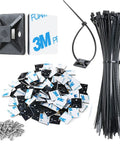 Heavy Duty Self Adhesive Zip Tie Mounts Kit Includes Eight Inch Zip Ties And Screws UV Protected Outdoor Sticky Wire Fasteners