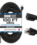 Heavy Duty 100 Foot Outdoor Extension Cord 16 Gauge 3 Conductor Built Tough Weatherproof All Purpose Reel Cord For Lawn Garden Lights Leaf Blowers And Outdoor Projects Indoor Or Outdoor Use coiled.