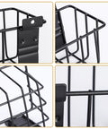 Close-up view of Heavy-Duty Slatwall Baskets and Hooks Kit for Standard Slatwall Panels, showcasing steel construction and design.