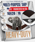 Heavy Duty 10x20 Tarp Built Tough, 10 Mil Thick, Waterproof, UV Treated, Reversible Silver Brown, Features Grommet Close-Up