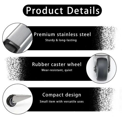 Heavy Duty Gate Caster Wheels 4 Pack Replacement Roller Wheels Smooth As Butter Rubber Sliding Door Bottom Casters For Garden Fence Vertical Track Hardware showing stainless steel and rubber components.