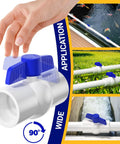 Three Quarter Inch PVC Ball Valve With Threaded Ends And Blue T Handle, SCH40 Slip Water Pipe Valve For Outdoor Plumbing