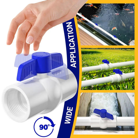 Three Quarter Inch PVC Ball Valve With Threaded Ends And Blue T Handle, SCH40 Slip Water Pipe Valve For Outdoor Plumbing